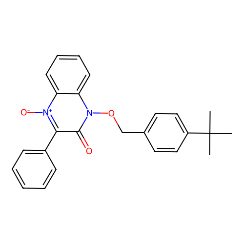 1-[(4-tert-butylbenzyl)oxy]-3-phenylquinoxalin-2(1H)-one 4-oxide structure