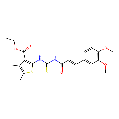 (E)-ethyl 2-(3-(3-(3,4-dimethoxyphenyl)acryloyl)thioureido)-4,5-dimethylthiophene-3-carboxylate structure