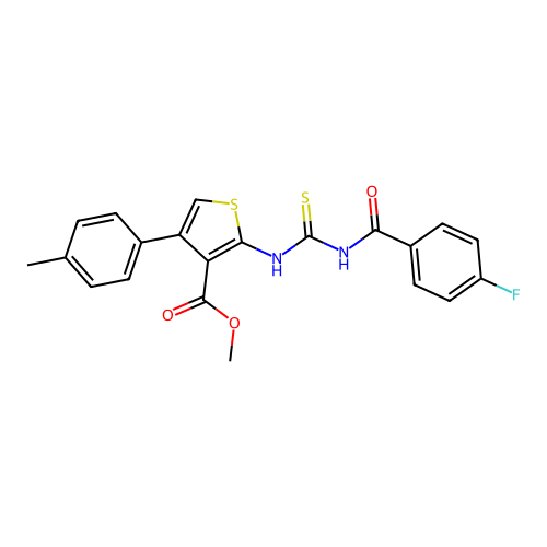 2-[3-(4-Fluoro-benzoyl)-thioureido]-4-p-tolyl-thiophene-3-carboxylic acid methyl ester structure