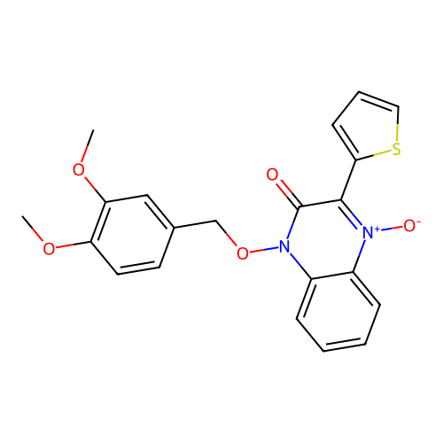 1-[(3,4-dimethoxybenzyl)oxy]-3-(thiophen-2-yl)quinoxalin-2(1H)-one 4-oxide structure