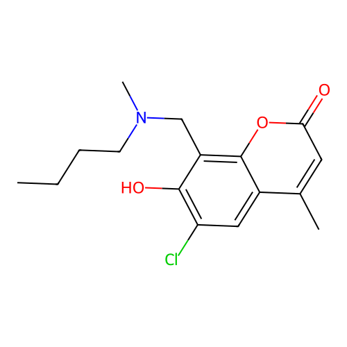 8-[[Butyl(methyl)amino]methyl]-6-chloro-7-hydroxy-4-methylchromen-2-one structure