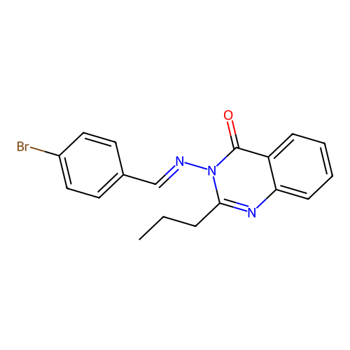 3-{[(E)-(4-bromophenyl)methylidene]amino}-2-propylquinazolin-4(3H)-one structure