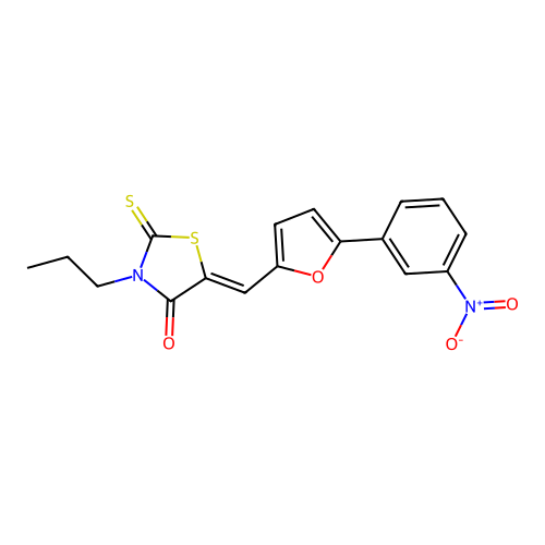 (Z)-5-((5-(3-nitrophenyl)furan-2-yl)methylene)-3-propyl-2-thioxothiazolidin-4-one structure