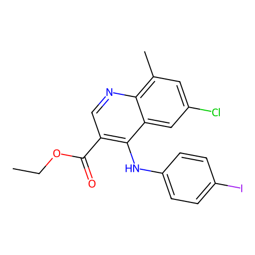 Ethyl 6-chloro-4-[(4-iodophenyl)amino]-8-methylquinoline-3-carboxylate structure