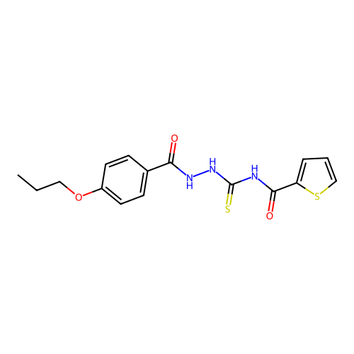 N-[[(4-propoxybenzoyl)amino]carbamothioyl]thiophene-2-carboxamide structure