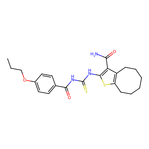 2-({[(4-PROPOXYBENZOYL)AMINO]CARBOTHIOYL}AMINO)-4,5,6,7,8,9-HEXAHYDROCYCLOOCTA[B]THIOPHENE-3-CARBOXAMIDE structure