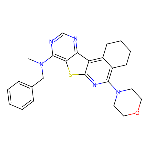 N-benzyl-N-methyl-5-(morpholin-4-yl)-1,2,3,4-tetrahydropyrimido[4',5':4,5]thieno[2,3-c]isoquinolin-8-amine structure