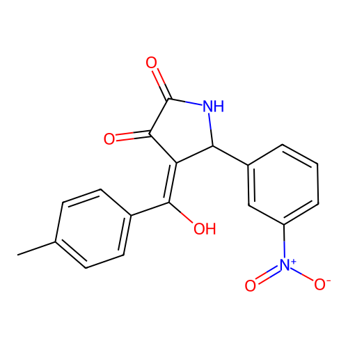 (4E)-4-[hydroxy-(4-methylphenyl)methylidene]-5-(3-nitrophenyl)pyrrolidine-2,3-dione structure