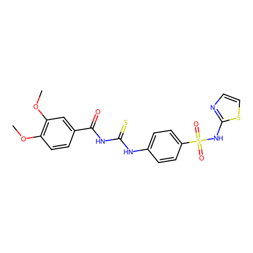 3,4-dimethoxy-N-{[4-(1,3-thiazol-2-ylsulfamoyl)phenyl]carbamothioyl}benzamide structure