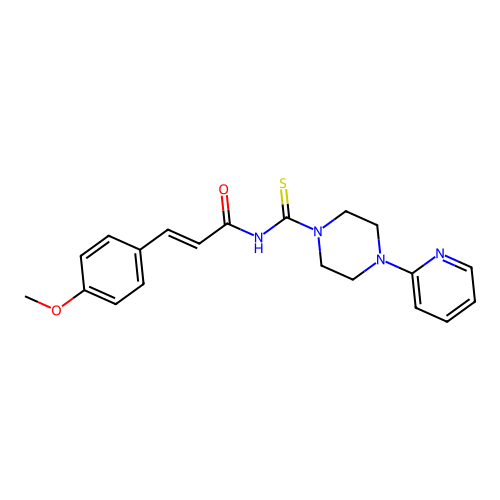 (E)-3-(4-Methoxy-phenyl)-N-(4-pyridin-2-yl-piperazine-1-carbothioyl)-acrylamide structure