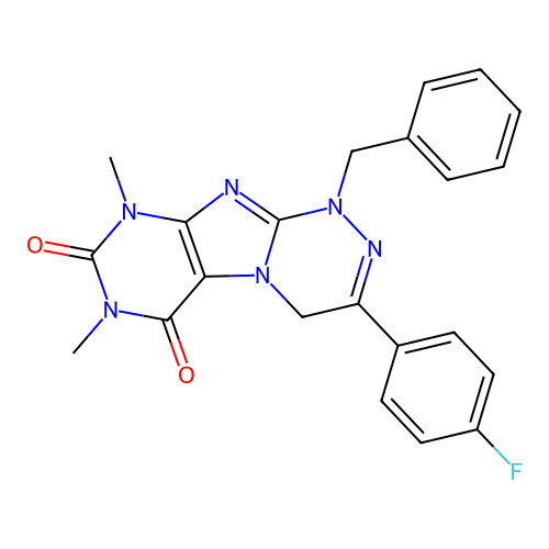 1-benzyl-3-(4-fluorophenyl)-7,9-dimethyl-4H-purino[8,7-c][1,2,4]triazine-6,8-dione structure