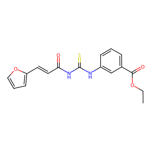 ethyl 3-({[(2E)-3-(furan-2-yl)prop-2-enoyl]carbamothioyl}amino)benzoate structure