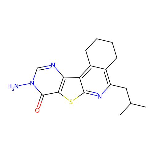 9-amino-5-(2-methylpropyl)-1,2,3,4-tetrahydropyrimido[4',5':4,5]thieno[2,3-c]isoquinolin-8(9H)-one structure