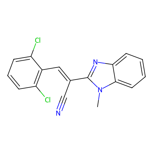 (2E)-3-(2,6-dichlorophenyl)-2-(1-methylbenzimidazol-2-yl)prop-2-enenitrile structure
