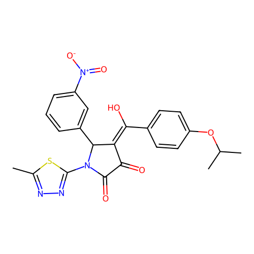 3-hydroxy-4-(4-isopropoxybenzoyl)-1-(5-methyl-1,3,4-thiadiazol-2-yl)-5-(3-nitrophenyl)-1H-pyrrol-2(5H)-one structure