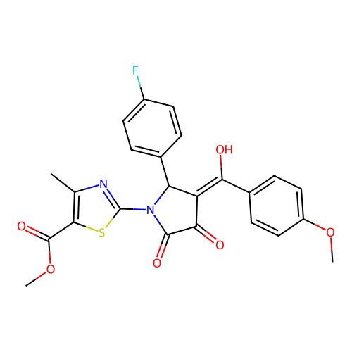 methyl 2-(2-(4-fluorophenyl)-4-hydroxy-3-(4-methoxybenzoyl)-5-oxo-2,5-dihydro-1H-pyrrol-1-yl)-4-methylthiazole-5-carboxylate structure