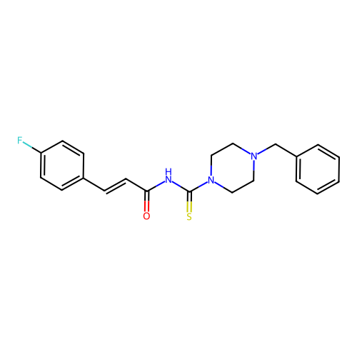 (E)-N-(4-Benzyl-piperazine-1-carbothioyl)-3-(4-fluoro-phenyl)-acrylamide structure