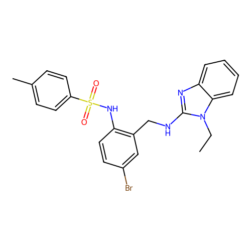 N-(4-bromo-2-{[(1-ethyl-1H-benzimidazol-2-yl)amino]methyl}phenyl)-4-methylbenzenesulfonamide structure