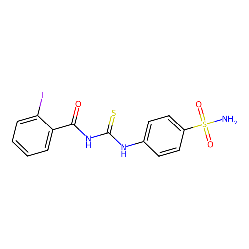 2-iodo-N-[(4-sulfamoylphenyl)carbamothioyl]benzamide structure
