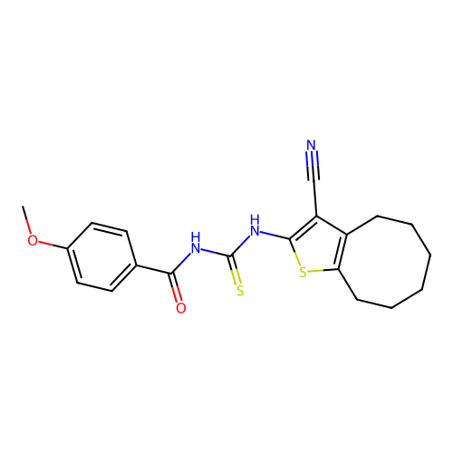 N-[(3-cyano-4,5,6,7,8,9-hexahydrocycloocta[b]thiophen-2-yl)carbamothioyl]-4-methoxybenzamide structure