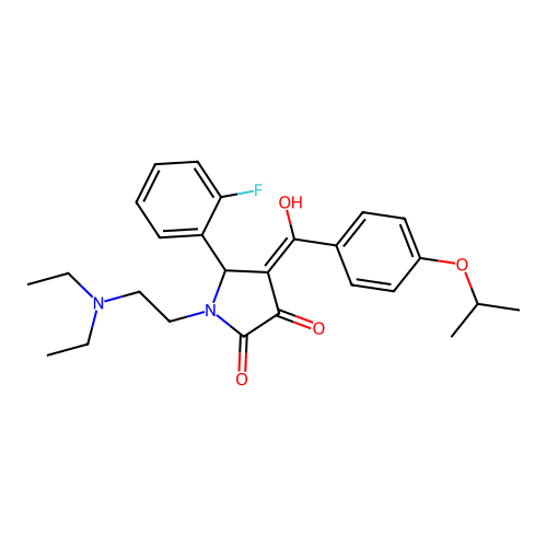 (4E)-1-(2-diethylaminoethyl)-5-(2-fluorophenyl)-4-[hydroxy-(4-propan-2-yloxyphenyl)methylidene]pyrrolidine-2,3-dione structure