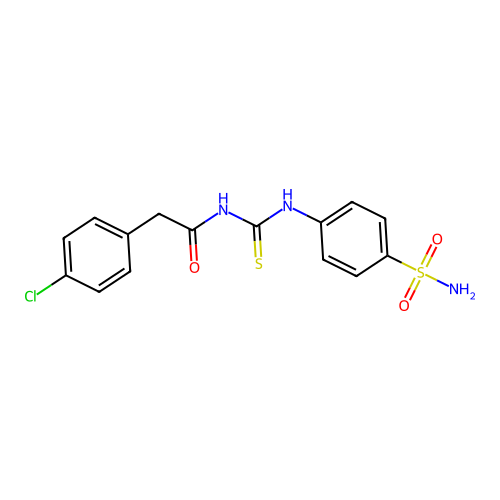 2-(4-chlorophenyl)-N-[(4-sulfamoylphenyl)carbamothioyl]acetamide structure