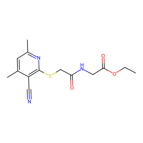 ethyl N-{[(3-cyano-4,6-dimethylpyridin-2-yl)sulfanyl]acetyl}glycinate structure