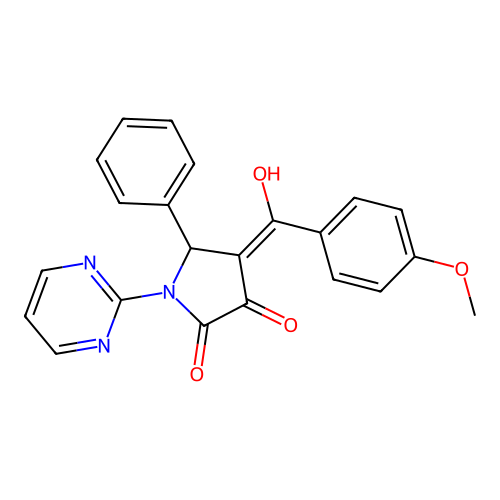 3-hydroxy-4-(4-methoxybenzoyl)-5-phenyl-1-(pyrimidin-2-yl)-1H-pyrrol-2(5H)-one structure