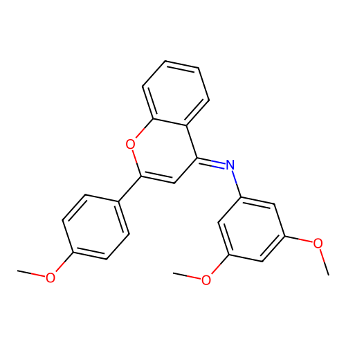 (E)-3,5-dimethoxy-N-(2-(4-methoxyphenyl)-4H-chromen-4-ylidene)aniline structure