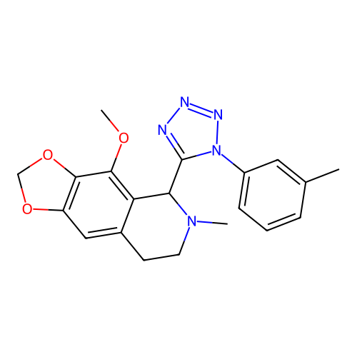 4-methoxy-6-methyl-5-(1-(m-tolyl)-1H-tetrazol-5-yl)-5,6,7,8-tetrahydro-[1,3]dioxolo[4,5-g]isoquinoline structure