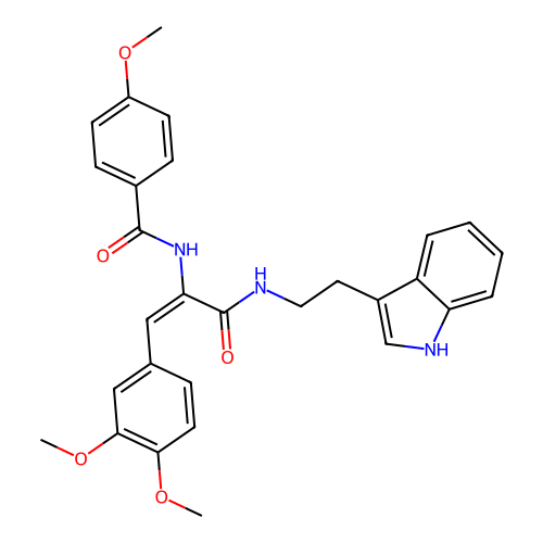 (E)-N-(3-((2-(1H-indol-3-yl)ethyl)amino)-1-(3,4-dimethoxyphenyl)-3-oxoprop-1-en-2-yl)-4-methoxybenzamide structure