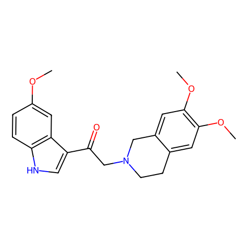 2-(6,7-dimethoxy-3,4-dihydro-1H-isoquinolin-2-yl)-1-(5-methoxy-1H-indol-3-yl)ethanone structure
