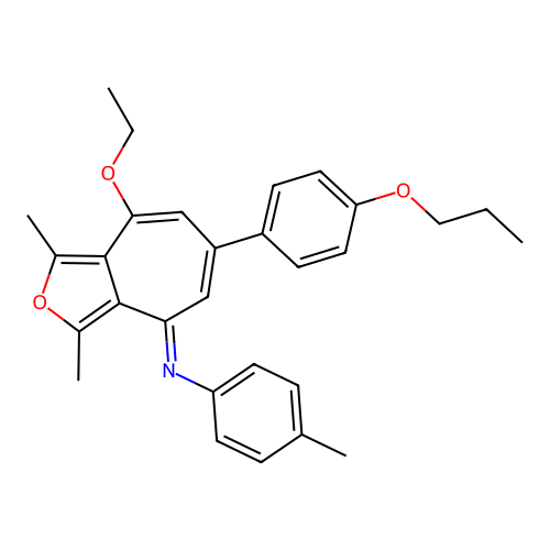 4-ethoxy-1,3-dimethyl-N-(4-methylphenyl)-6-(4-propoxyphenyl)cyclohepta[c]furan-8-imine structure