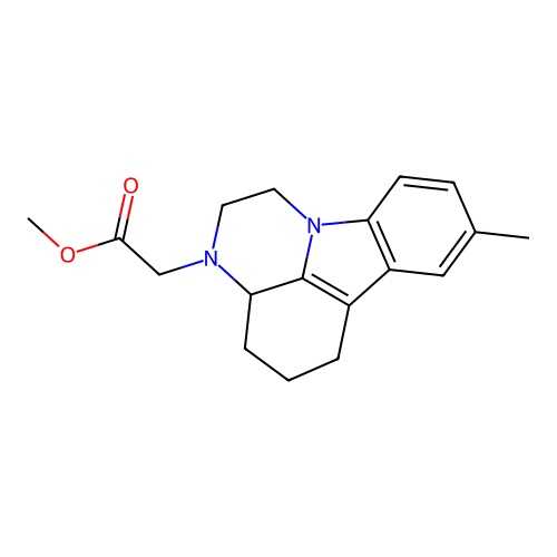 methyl (8-methyl-1,2,3a,4,5,6-hexahydro-3H-pyrazino[3,2,1-jk]carbazol-3-yl)acetate structure