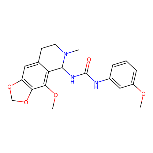 1-(4-methoxy-6-methyl-5,6,7,8-tetrahydro-[1,3]dioxolo[4,5-g]isoquinolin-5-yl)-3-(3-methoxyphenyl)urea structure