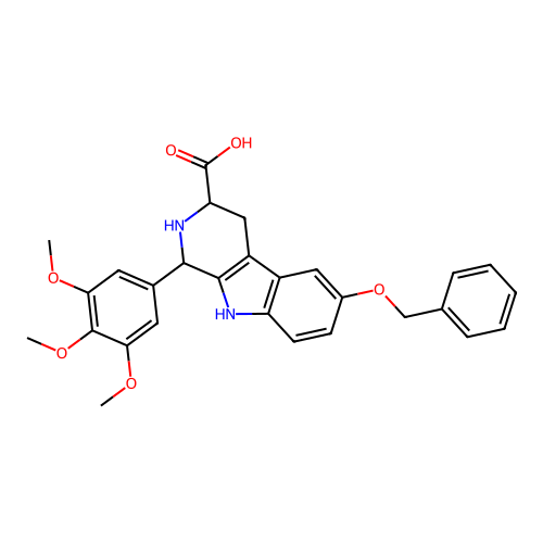 6-(benzyloxy)-1-(3,4,5-trimethoxyphenyl)-2,3,4,9-tetrahydro-1H-pyrido[3,4-b]indole-3-carboxylic acid structure