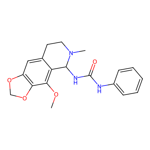 1-(4-methoxy-6-methyl-7,8-dihydro-5H-[1,3]dioxolo[4,5-g]isoquinolin-5-yl)-3-phenylurea structure