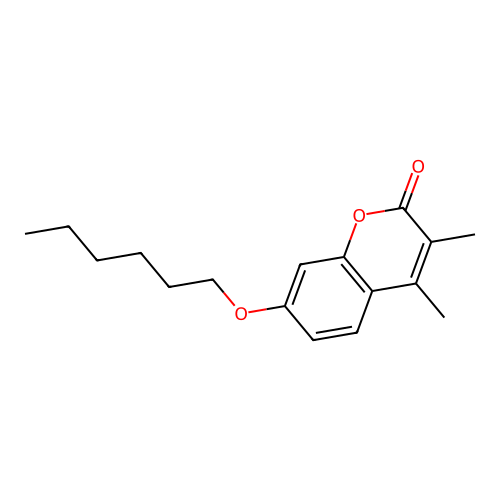 7-(hexyloxy)-3,4-dimethyl-2H-chromen-2-one structure