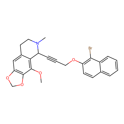 5-(3-((1-bromonaphthalen-2-yl)oxy)prop-1-yn-1-yl)-4-methoxy-6-methyl-5,6,7,8-tetrahydro-[1,3]dioxolo[4,5-g]isoquinoline structure