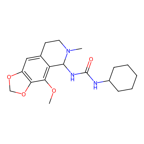 1-cyclohexyl-3-(4-methoxy-6-methyl-5,6,7,8-tetrahydro-[1,3]dioxolo[4,5-g]isoquinolin-5-yl)urea structure