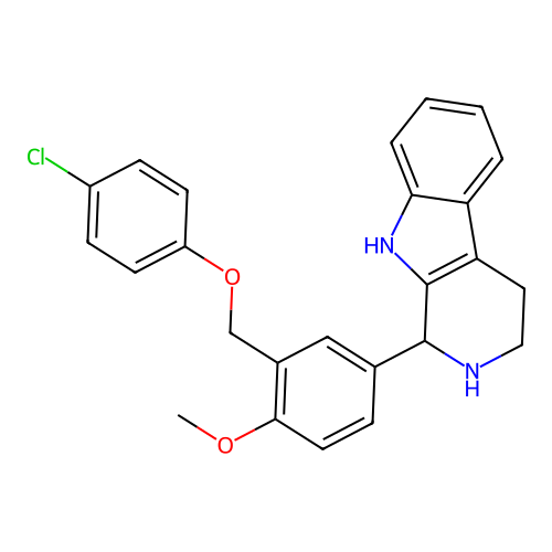 1-[3-[(4-chlorophenoxy)methyl]-4-methoxyphenyl]-2,3,4,9-tetrahydro-1H-pyrido[3,4-b]indole structure