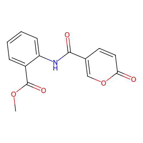 methyl 2-(2-oxo-2H-pyran-5-carboxamido)benzoate structure