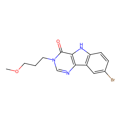 8-bromo-3-(3-methoxypropyl)-3H-pyrimido[5,4-b]indol-4(5H)-one structure