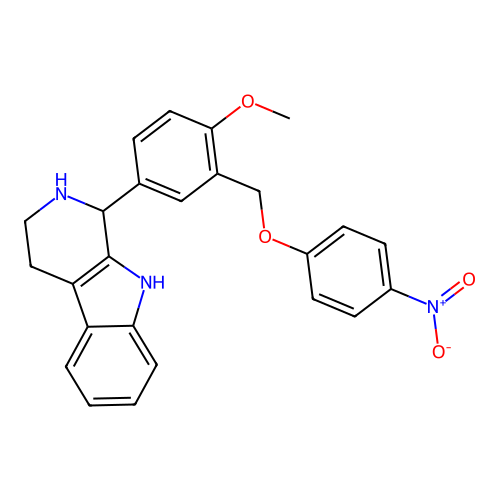 1-[4-methoxy-3-[(4-nitrophenoxy)methyl]phenyl]-2,3,4,9-tetrahydro-1H-pyrido[3,4-b]indole structure