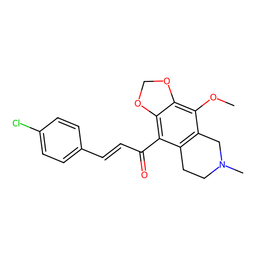 (2E)-3-(4-chlorophenyl)-1-(4-methoxy-6-methyl-5,6,7,8-tetrahydro[1,3]dioxolo[4,5-g]isoquinolin-9-yl)prop-2-en-1-one structure