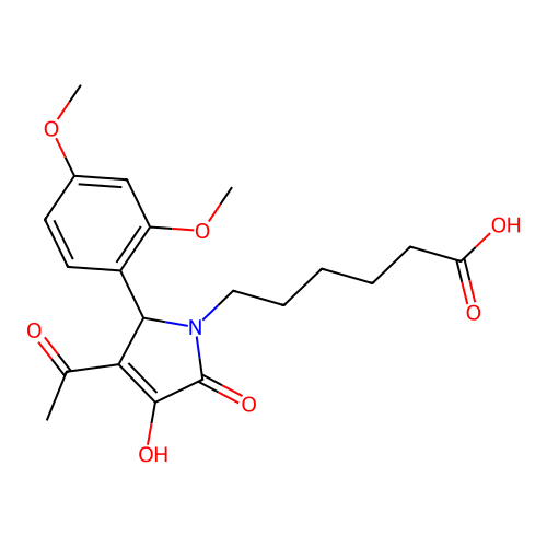 6-[3-acetyl-2-(2,4-dimethoxyphenyl)-4-hydroxy-5-oxo-2H-pyrrol-1-yl]hexanoic Acid structure