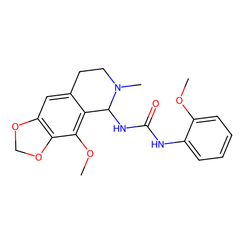 1-(4-methoxy-6-methyl-5,6,7,8-tetrahydro-[1,3]dioxolo[4,5-g]isoquinolin-5-yl)-3-(2-methoxyphenyl)urea structure