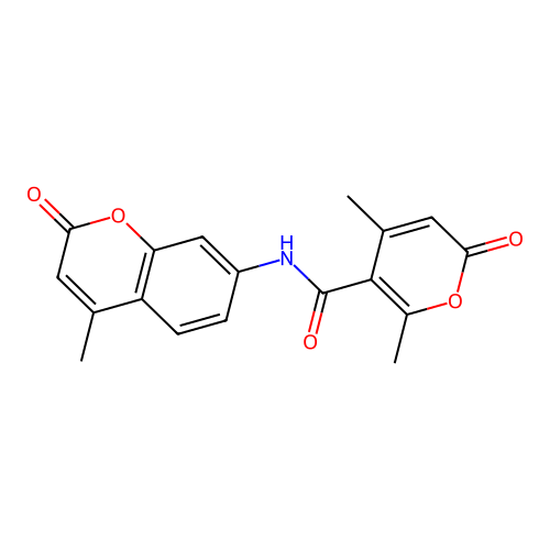 4,6-dimethyl-N-(4-methyl-2-oxo-2H-chromen-7-yl)-2-oxo-2H-pyran-5-carboxamide structure