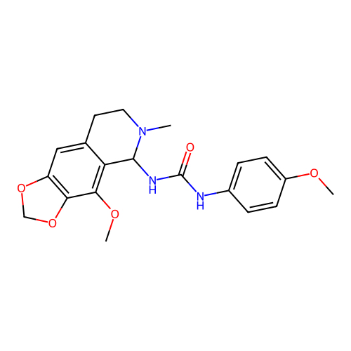 1-(4-methoxy-6-methyl-5,6,7,8-tetrahydro-[1,3]dioxolo[4,5-g]isoquinolin-5-yl)-3-(4-methoxyphenyl)urea structure