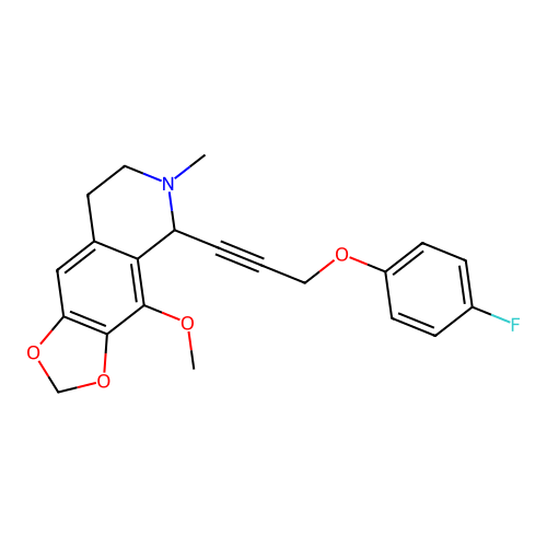 5-(3-(4-fluorophenoxy)prop-1-yn-1-yl)-4-methoxy-6-methyl-5,6,7,8-tetrahydro-[1,3]dioxolo[4,5-g]isoquinoline structure